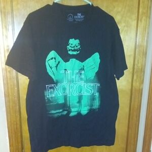 The Exorcist T Shirt Short Sleeve Green Graphic Black Cotton Mens Size L Horror